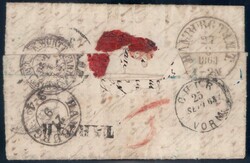 1863, BoM mit rückseitigem Balkenstempel TARTAR über Thusis nach ...