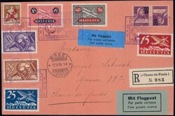 1926, Serie Flügelradaufdruck (2) je auf R-Vorderseite der NHORA, ...