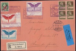 1926, Serie Flügelradaufdruck (2) je auf R-Vorderseite der NHORA, ...