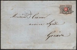 Waadt 5c rot/schwarz, voll- bis breitrandig auf sauberem Brief von ...