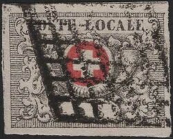 Waadt 5, farbfrisch, breitrandig mit schwarzer Genfer Gitterraute, ...