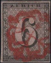 Zürich 6, waagrechte Untergrundlinien, Type IV (64. Marke), ...