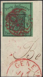 Genf 5c Grosser Adler, dunkelgrün, farbfrische, voll- bis meist ...