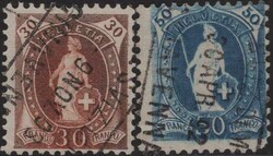 Stehende Helvetia, 4 Werte mit Entwertungen von COLICO und CHIAVENNA ...