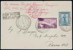 1934, Mittelholzer Balkanflug, Tripoli-Rom, seltener Brief mit ...