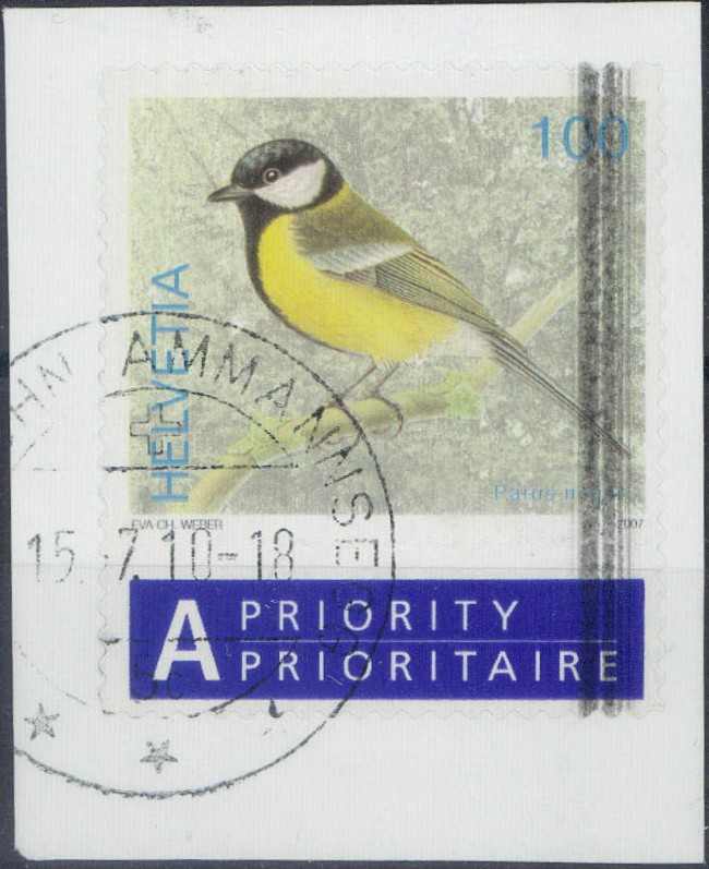 2007, 1Fr Kohlmeiser mit Abart: senkrechter schwarzer Streifen rechts ...