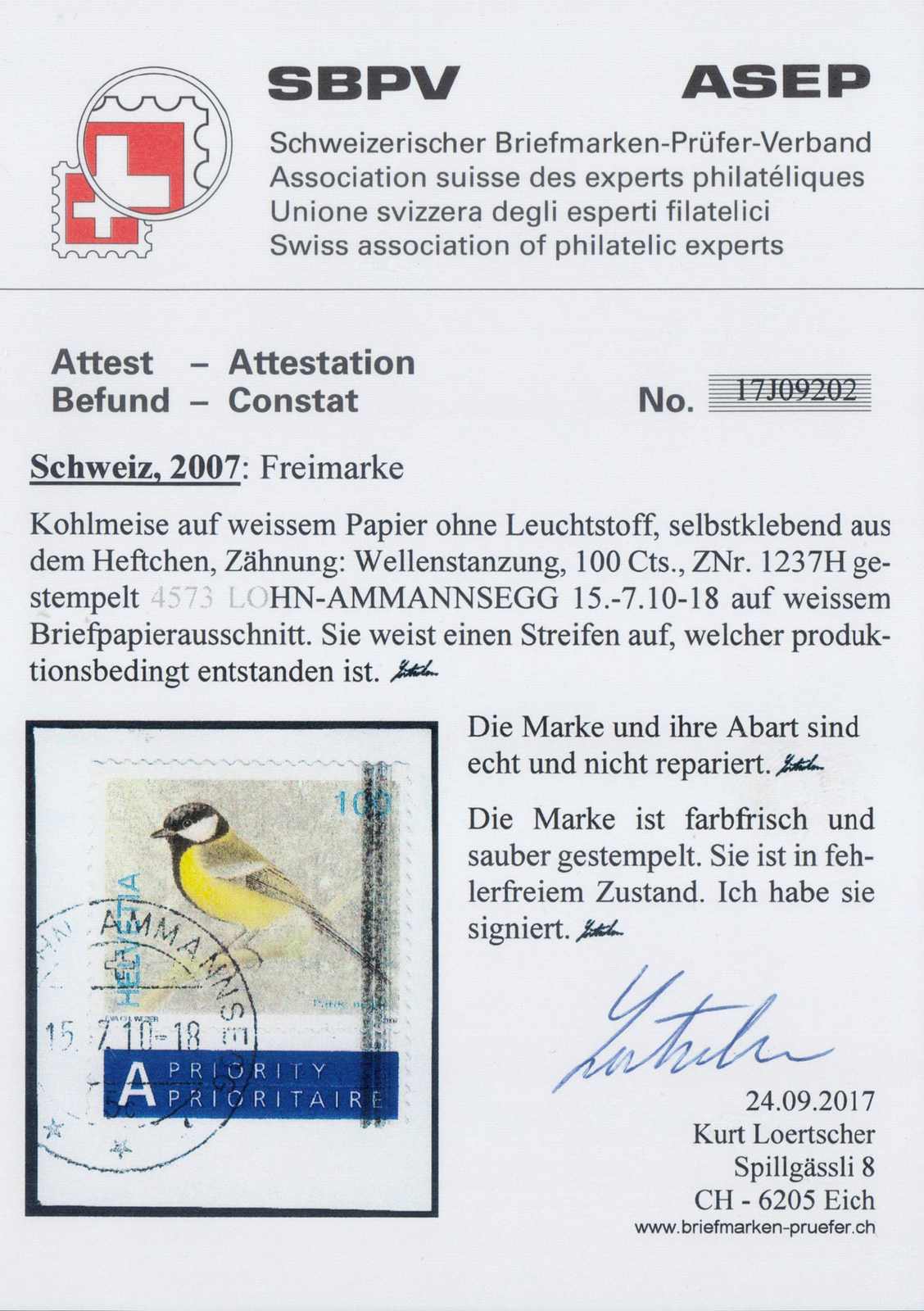 Image 1 for lot number 3188 for 15th Pilatusmail-Auktion