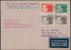 Österreich 1930, 2 saubere Karten mit rotem Stempel "Katapultflug ...