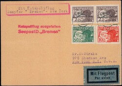 Österreich 1930, 2 saubere Karten mit rotem Stempel "Katapultflug ...