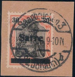 1920, 30Pf in der seltenen rahmfarbenen Papiervariante, Abart: ...
