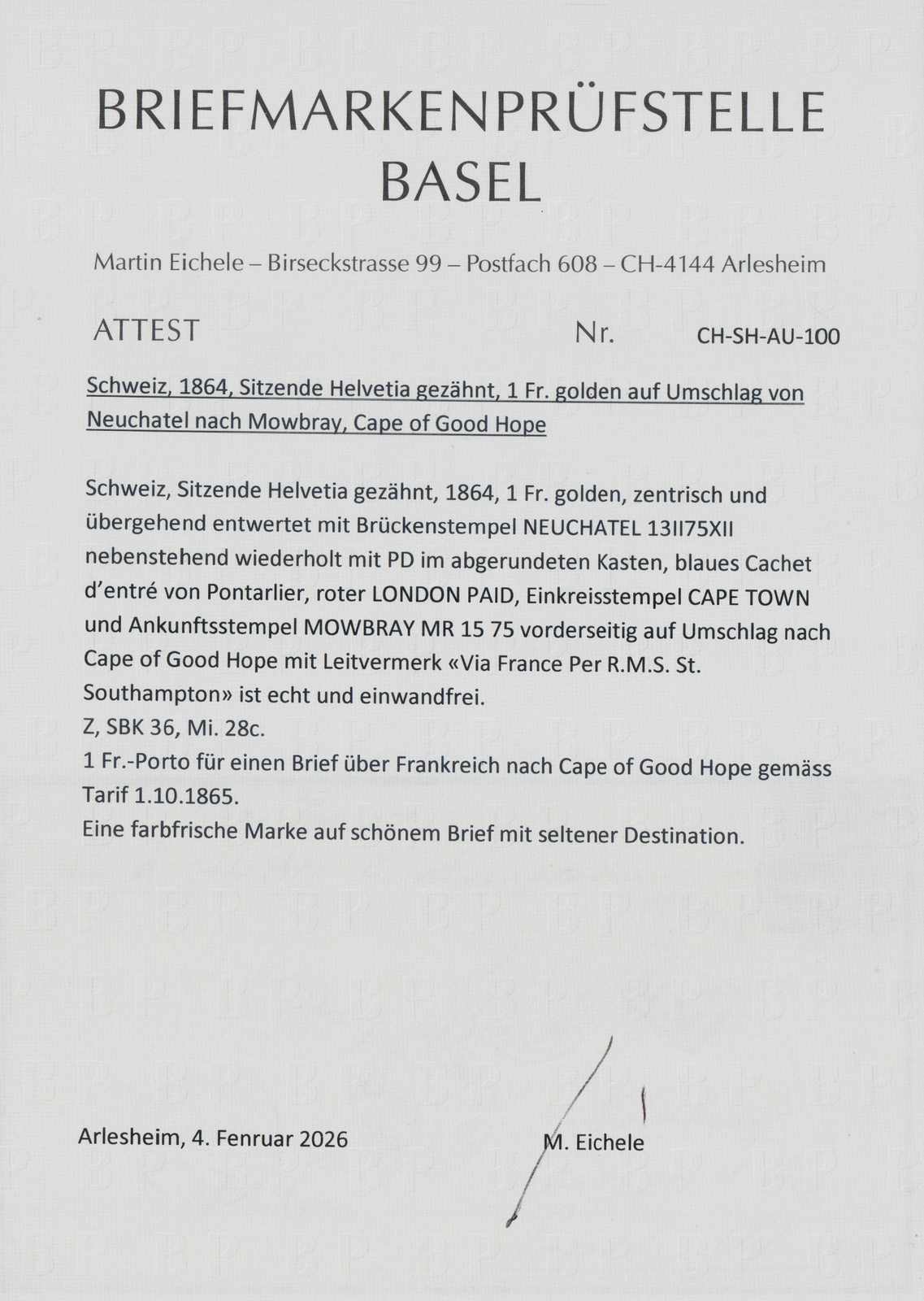 Image 2 for lot number 3399 for 16th Pilatusmail-Auktion