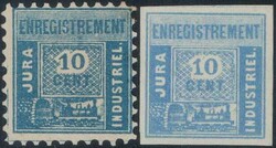 Jura Industriel-Bahn 1867, 10c blau, gezähnt (punkthell) und ...