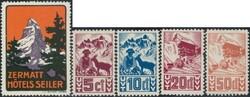 Wallis, Hotelvingette von Zermatt (Hotel Seiler) + 4 versch. ...
