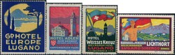 Lugano, 4 versch. Hotelvignetten