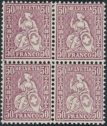 50c lila im Viererblock, postfrisch, Attest Berra, 660 ...