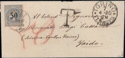 1880, 50c Type II K auf sauberem Brief von Torino nach Faido, 180 ...