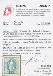25c blau (93.4.01a) kleine Wertziffer, Einzelwert + Viererblock ...