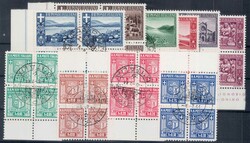 1944, komplette Ausgabe von 12 Viererblocks, zentrisch gest., 400 ...