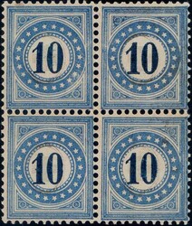 10c blau im Viererblock, 1200.-Automatically generated translation:10 ...