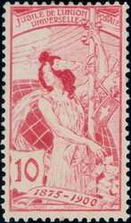 10c dunkelpurpurrot, Attest Guinand, 500.-Automatically generated ...