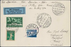 1930, OALAG-Erstflug Wien-Graz, nur 20 Belege geflogen, SLH 250 ...