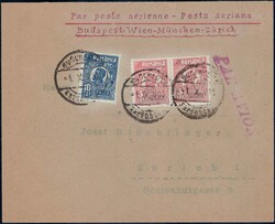 1925, Flug vom 1.10. Budapest-Zürich, SLH 400.-Automatically ...