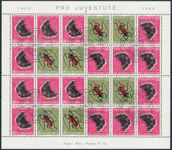 1953, Pro Juventute-Kehrdruckbogen, ET-Sonderstempel, postfrischer ...