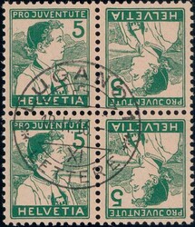 5+5c Pro Juventute im Paar, zentrisch gest. LUGANO, 1480.-
