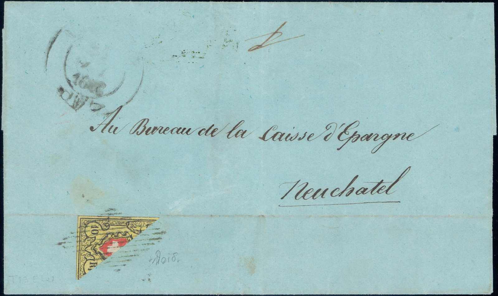 1853, Type 13 E/LU, DIAGONALE HALBIERUNG, farbfrisch und allseits ...