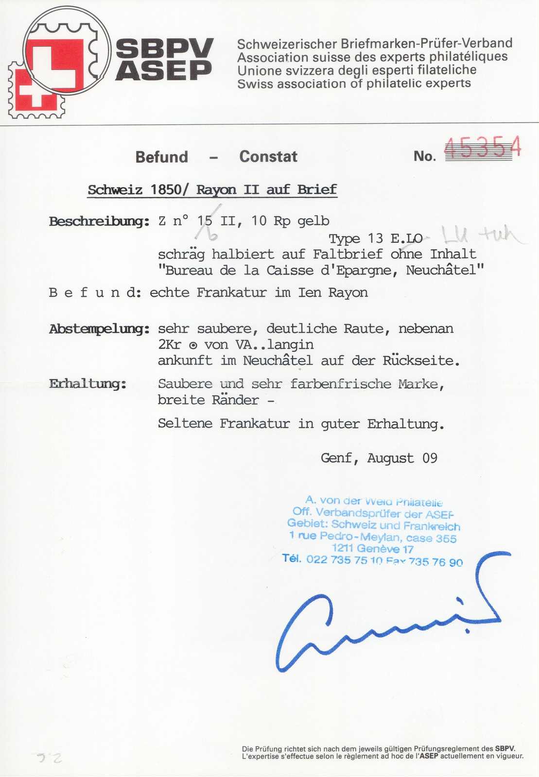 Image 4 for lot number 2557 for 15th Pilatusmail-Auktion