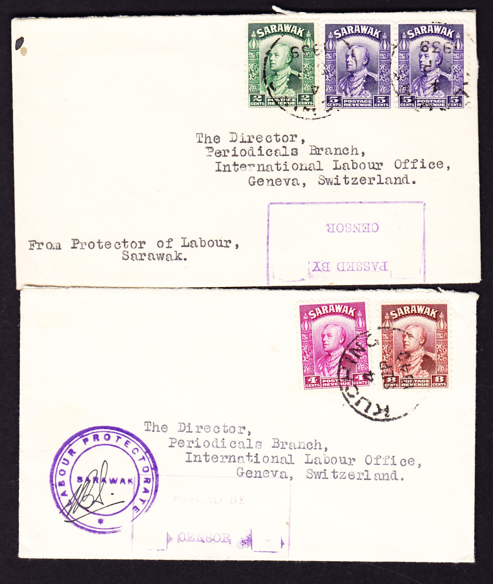 1939/40, 2 Zensurierte Briefe aus Kuchingan das Internationale ...