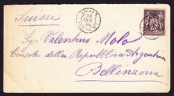 1886 Type Sage 25c mit Schiffspost Stempel "SAGHALIEN" auf Brief ...