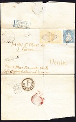 1855 20 Rp Strubel Paar (Bogenecke) mit 10 Rp auf Brief aus Thusis an ...