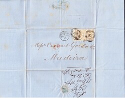 1873 6p Paar auf Faltbrief aus London nach Madeira. Duplex Nr. 99