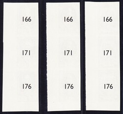 1952, UPU Serie von 12 Werten, senkrechte 3er Streifen , ungezähnt. ...