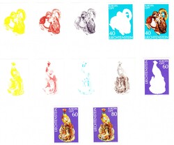 1976, Europa. Mufflonschaf und Fasanenfamilie. Ungezähnt im ...