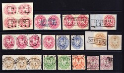 1850/1867 Preussen Lot mit Stempelvariationen. Paare, 3er Streifen ...