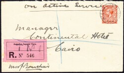 1919 R-Brief nach Kairo. Australian Imperial Force. 2p Frankatur, ...