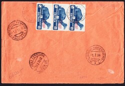 1934 R-Brief aus Asmara mit Überdruck Ausgabe 15c (5) und 35c (2) ...