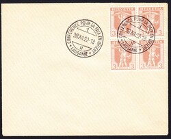 1922 3 Rp rosabraun, Tell Knabe, im 4er Block auf kleinem Brief mit ...