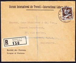 1932 Einzelfrankatur 60 Rp auf eingeschriebener Brief nach London. ...