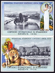 1932 Abrüstungskonferenz, Gedenkmarken Serie auf 2 eingeschriebenen ...