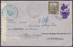 1940 Aug. 17. Luftpostbrief von BENGASI nach Genova, weitergeleitet ...