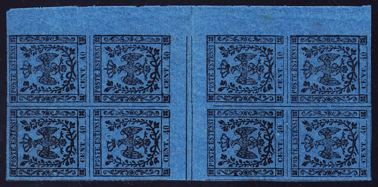 1852, 40c. schwarz/blau, ohne Punkt hinter Wertziffer. Senkrechter ...