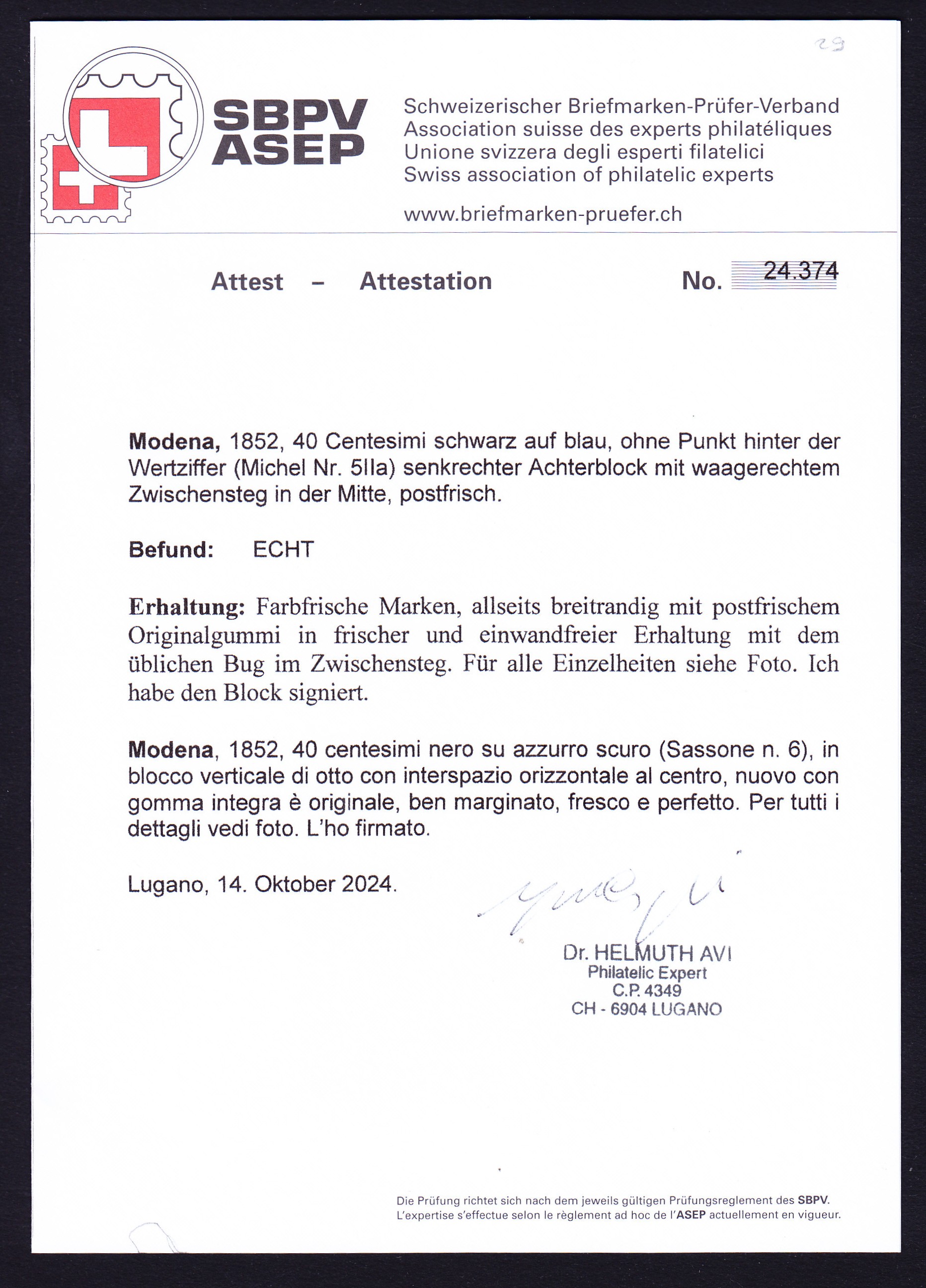 Image 2 for lot number 830 for 4th Interphila Auction