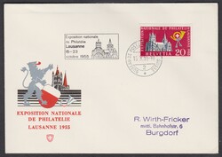 1955 Okt. 21. Lausanne Block Einzelwerte auf 2 Briefen mit ...