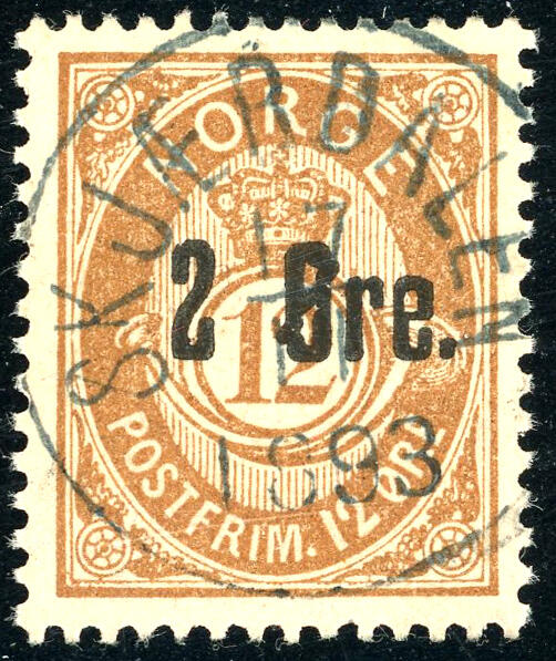 48 II. 2 øre Provisorie, rettevndt fullstemplet "Skjærdalen 17.11 ...