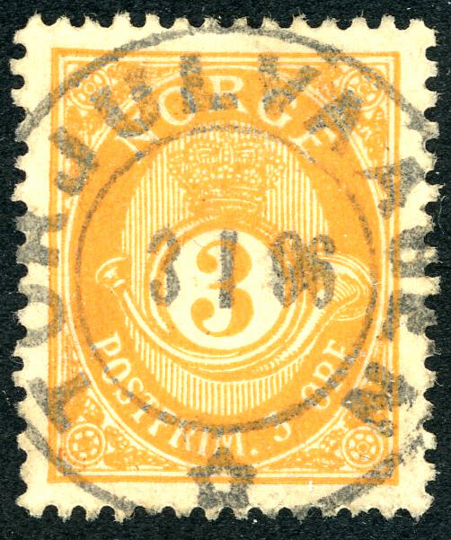 56 A. 3 øre fintagget Centraltrykkeriet, rettevndt fullstemplet ...