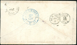 28. 25 øres porto til U.S.A. 25 øre skravert Posthorn på konvolutt ...