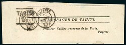 Tahiti, N°4A OB C. PAPEETE sur bande de journal (est joint N°5A sur ...